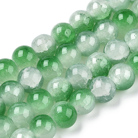 Fili di perle di vetro imitazione giada dipinti con cottura crackle DGLA-T003-8mm-07-1