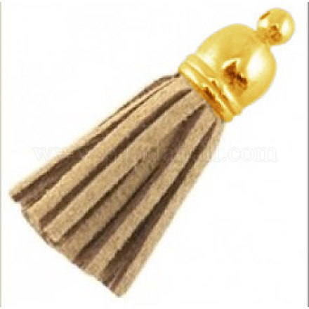 Golden Brass Suede Tassels for Cell Phone Straps Making FIND-H004-15G-1
