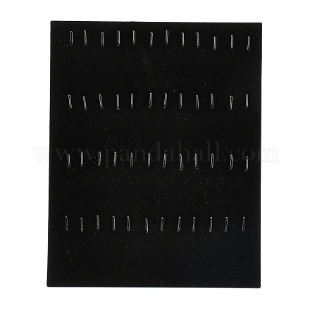木製のアクセサリーのペンダントのディスプレイの板  ベルベットと  長方形  ブラック  250x200x4mm X-PDIS-N003-01-1