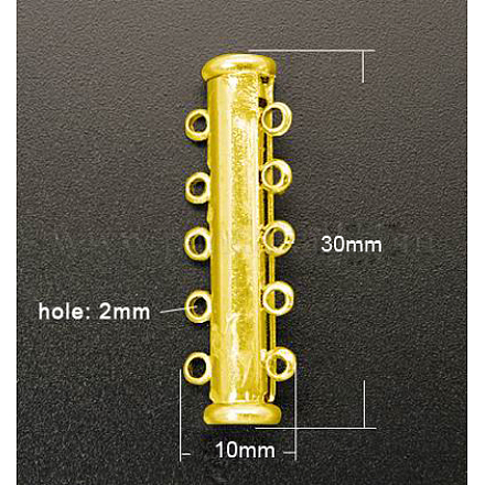 5-strands Brass Slide Lock Clasps KK-Q269-3-1