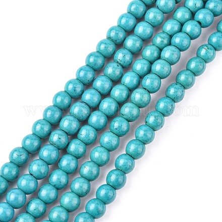 Chapelets de perles en turquoise synthétique X-TURQ-G106-6mm-02E-1