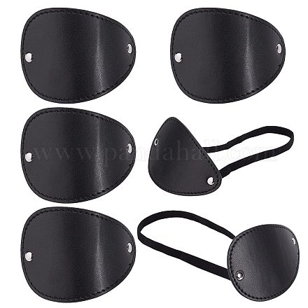 GORGECRAFT 4Pcs Eye Patches Pirate Costume Accessories Imitation Leather Single Eye 3D Adjustable Medical Eyepatch Pirate Style One-Eyed Patch for Adults FIND-GF0003-56-1