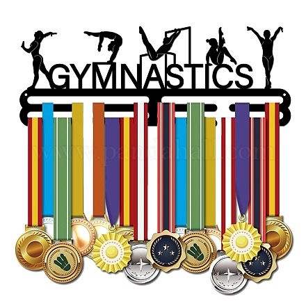 SUPERDANT Medal Holder Gymnastics Medals Display Black Iron Wall Mounted Hooks for Competition Medal Holder Display Wall Hanging 40x15cm ODIS-WH0021-069-1