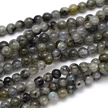 Chapelets de perles rondes en labradorite naturelle G-O087-04-4mm-1
