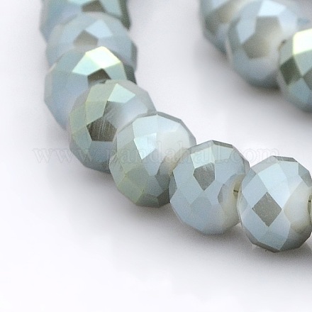 Full Rainbow Plated Faceted Rondelle Imitation Jade Glass Beads Strands GLAA-A024E-FR01-1