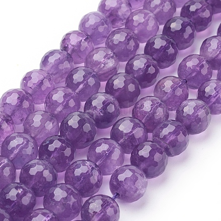 Chapelets de perles en améthyste naturelle G-C073-10mm-3-1