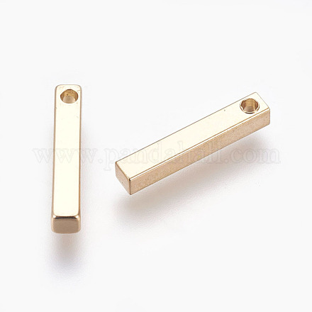 真鍮製チャーム  直方体の  ライトゴールド  15x2.5x2.5mm  穴：1.4mm X-KK-WH0019-01KCG-1