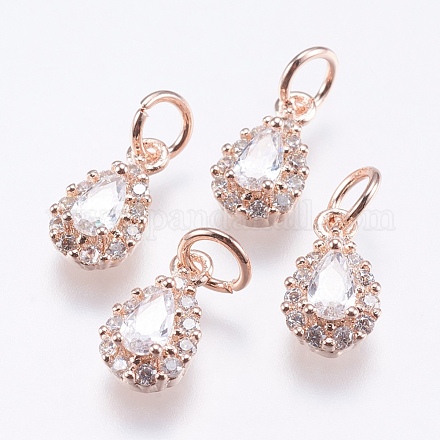Brass Micro Pave Cubic Zirconia Charms RB-I077-15RG-RS-1