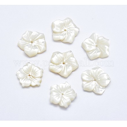 Flores naturales cuentas de concha blanca SSHEL-P015-03-1