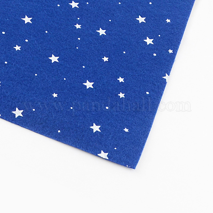 スター模様印刷された不織布の刺繍針diy工芸品のために感じた  ブルー  30x30x0.1cm  50個/袋 DIY-R055-02-1