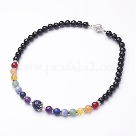 Lapis naturelles et colliers de perles de pierres précieuses mixtes NJEW-JN01753-02-1