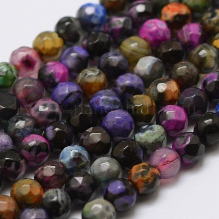 Faceted Natural Fire Crackle Agate Beads Strands G-F447-4mm-A07-1