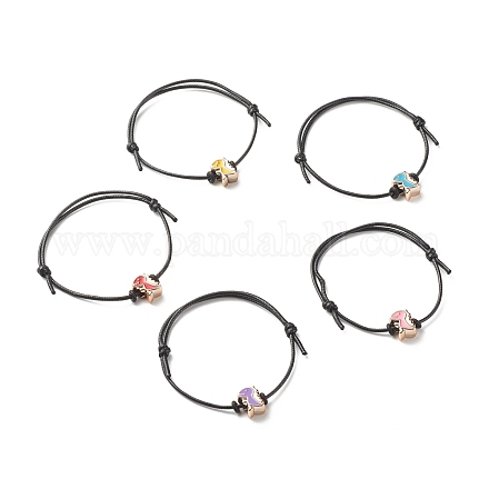 Bracelet cordon ajustable en perles d'émail acrylique dinosaure pour adolescente femme BJEW-JB07048-1