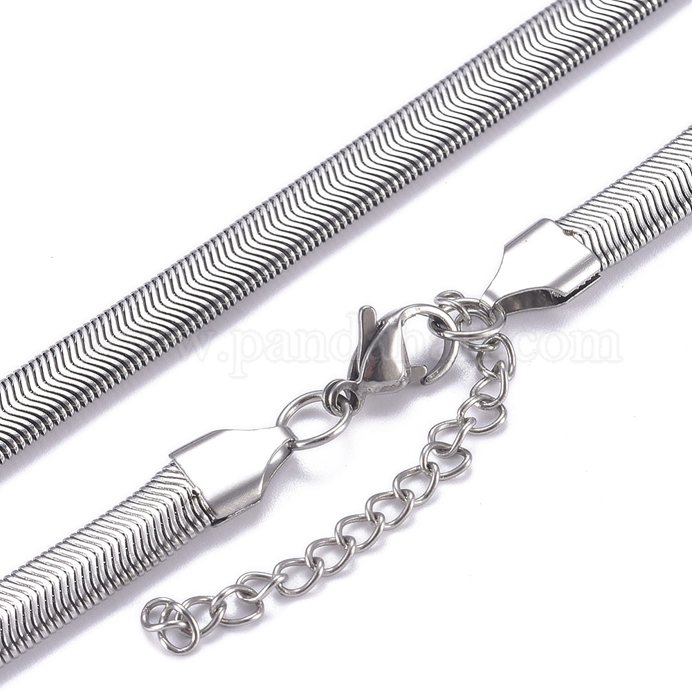 Wholesale NonTarnish 304 Stainless Steel Herringbone Chains Necklaces