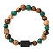 12 Constellations Natural Tiger Eye & Picture Jasper & Agate & Black Onyx Round Beaded Stretch Bracelets for Men Women, Column, Sagittarius, 7-1/2 inch(19cm)