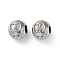 304 Stainless Steel Rhinestone European Beads, Round Large Hole Beads, Real 18K Gold Plated, Round with Letter, Letter D, 11x10mm, Hole: 4mm