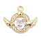 Brass with Cubic Zirconia Charms, Heart with Wing, Real 18K Gold Plated, 12x14.5x3mm, Hole: 1.2mm