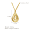Stylish Stainless Steel Spiral Pendant Necklaces for Women, Real 18K Gold Plated, Teardrop, 17.72 inch(45cm)