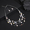 Alloy & Plastic Pearl Round Beaded Multilayer Necklace & Dangle Earring Sets, Platinum, Colorful, 440mm