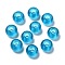 Glass European Beads, Large Hole Beads, Rondelle, Deep Sky Blue, 14~15x10mm, Hole: 5~6.4mm