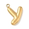 304 Stainless Steel Initial Pendants, Ion Plating(IP), Real 18K Gold Plated, Letter Y, 16~18x6~18x3mm, Hole: 1.8mm