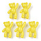 Opaque Acrylic Pendants, Bear, Yellow, 37x28x13mm, Hole: 2.5mm