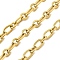 304 Stainless Steel Textured Oval Link Chains, Unwelded, with Spool, Ion Plating(IP), Golden, 7.5x4.5x0.9mm