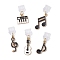 5Pcs Alloy and PVC Dustproof Plug, with Enamel Musical Theme Charms, Mixed Shapes, 25.5~35.5mm