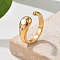 304 Stainless Steel Cuff Rings, with Shell, Round, Real 18K Gold Plated, 7mm, Inner Diameter: 17mm