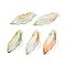 Baking Painted Transparent Glass Pendants, Leaf, Two Tone, Peru, 26~26.5x9~9.5x6.5~7.5mm, Hole: 1.2~1.5mm, about 917pcs/1000g