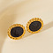 Minimalist Oval Stainless Steel Stud Earrings, Real 18K Gold Plated, 15x13mm