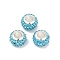 Alloy Rhinestone Clay Pave Beads, Rondelle, Sky Blue, 11.5x7.5mm, Hole: 5mm