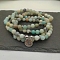 Bohemian Styles Natural Round Amazonite Beaded Stretch Bracelets for Women Men, with Flat Round Charm