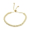 Adjustable Brass Round Beaded Slider Bracelets, with Box Chains, Real 18K Gold Plated, Inner Diameter: 2~3-3/8 inch(5.2~8.6cm)