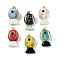 Handmade Lampwork Pendants, Fish Charms, with Rack Plating Golden Tone Brass Findings & Gold Sand, Long-Lasting Plated, Mixed Color, 23~23.5x12~13x8~10mm, Hole: 4.4x3.8mm