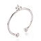 Brass Cup Peg Ring Settings, Adjustable Ring Settings for Half Drilled Beads, Platinum, 4mm, Adjustable, Pin: 0.7~0.8mm