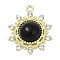 Alloy Rhinestone Pendants, Sun, with Glass, Rack Plating, Cadmium Free & Nickel Free & Lead Free, Golden, 25.5x21x6.5mm, Hole: 1.8mm