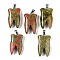 Natural Unakite Pendants, Tooth Charms with Stainless Steel Color Stainless Steel Findings, 39.5~40x19~19.5x8~8.5mm, Hole: 3.5x6.5mm