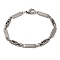 Tarnish Resistant 201 Stainless Steel Rectangle Link Chain Bracelets, with 304 Stainless Steel Clasps, Stainless Steel Color, 8-7/8 inch(22.5cm)