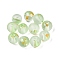 Frosted Baking Painted Glass Beads, with Golden Glitter Powder, Round, Light Green, 8~8.5mm, Hole: 1.4~1.6mm