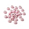 Opaque Resin European Beads, Large Hole Beads, Rondelle with Silver Color Plated Brass Cores, Pink, 14x7.5mm, Hole: 5mm