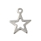 Non-Tarnish 201 Stainless Steel Pendants, Star Charm, Stainless Steel Color, 17x14x1mm, Hole: 1.8mm