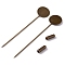 Brass Lapel Pin Base Settings, with Tray, Flat Round, Antique Bronze, Tray: 15mm, 77mm