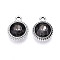 K5 Glass Pendants, Flat Round, Faceted, with Alloy Findings, Platinum, Gray, 17~17.7x14x5.2~6mm, Hole: 2mm