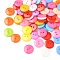 Acrylic Buttons, 2-Hole, Dyed, Flat Round, Mixed Color, 12x2mm, Hole: 1.5mm