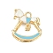 Alloy Enamel Pendants, Golden, Horse Charm, Sky Blue, 25x22x6mm, Hole: 3mm