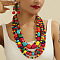 Wood Beaded Multilayer Necklaces & Dangle Earrings Sets, Colorful, 640~720mm