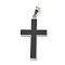 304 Stainless Steel Pendants, with Fiber and Enamel, Cross, Stainless Steel Color, 44x25x2.5mm, Hole: 10x5mm