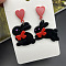 Easter Acrylic Dangle Stud Earrings, Rabbit, Black, 52x26~36mm