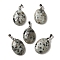 Natural Sesame Jasper Pendants, Oval Charms with Rack Plating Platinum Plated Brass Snap on Bails, 30x21.5~22x6~6.5mm, Hole: 6x4mm